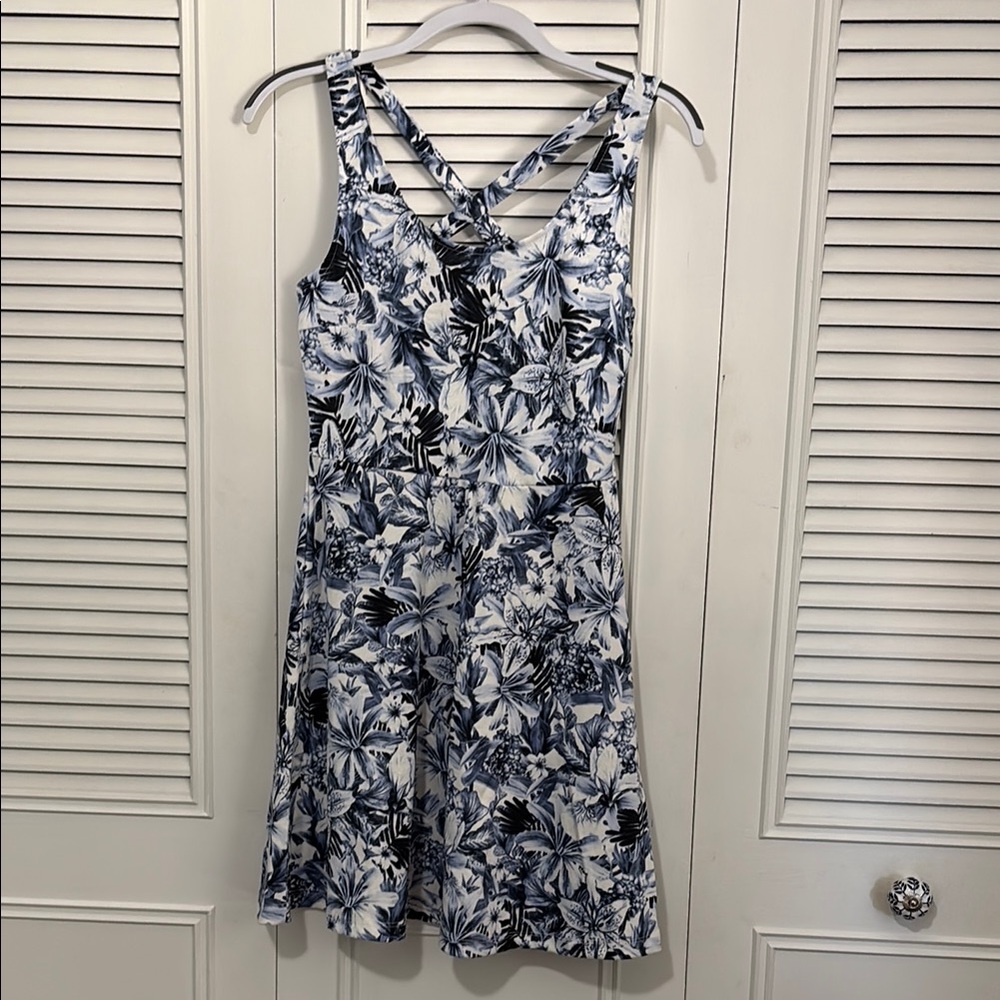 H&M summer Blue and White A-Line Sundress